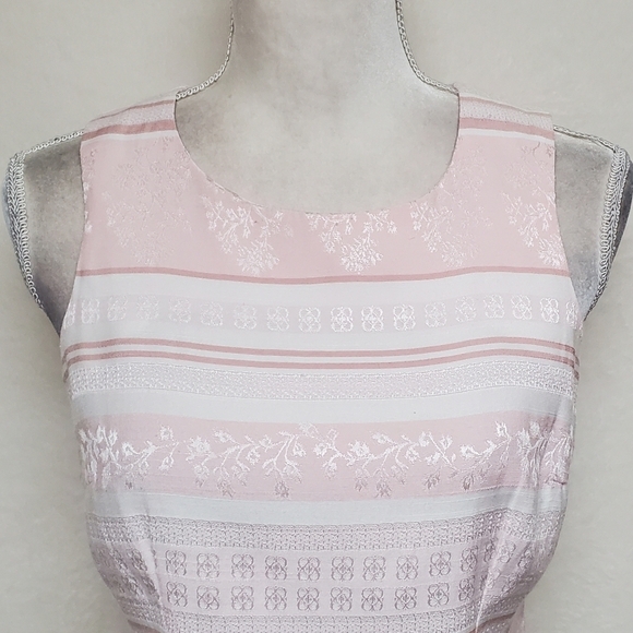 Vintage Josephine Pastel Pink Floral Satin Vest Lavallière Button Up Blouse Set - Picture 6 of 16